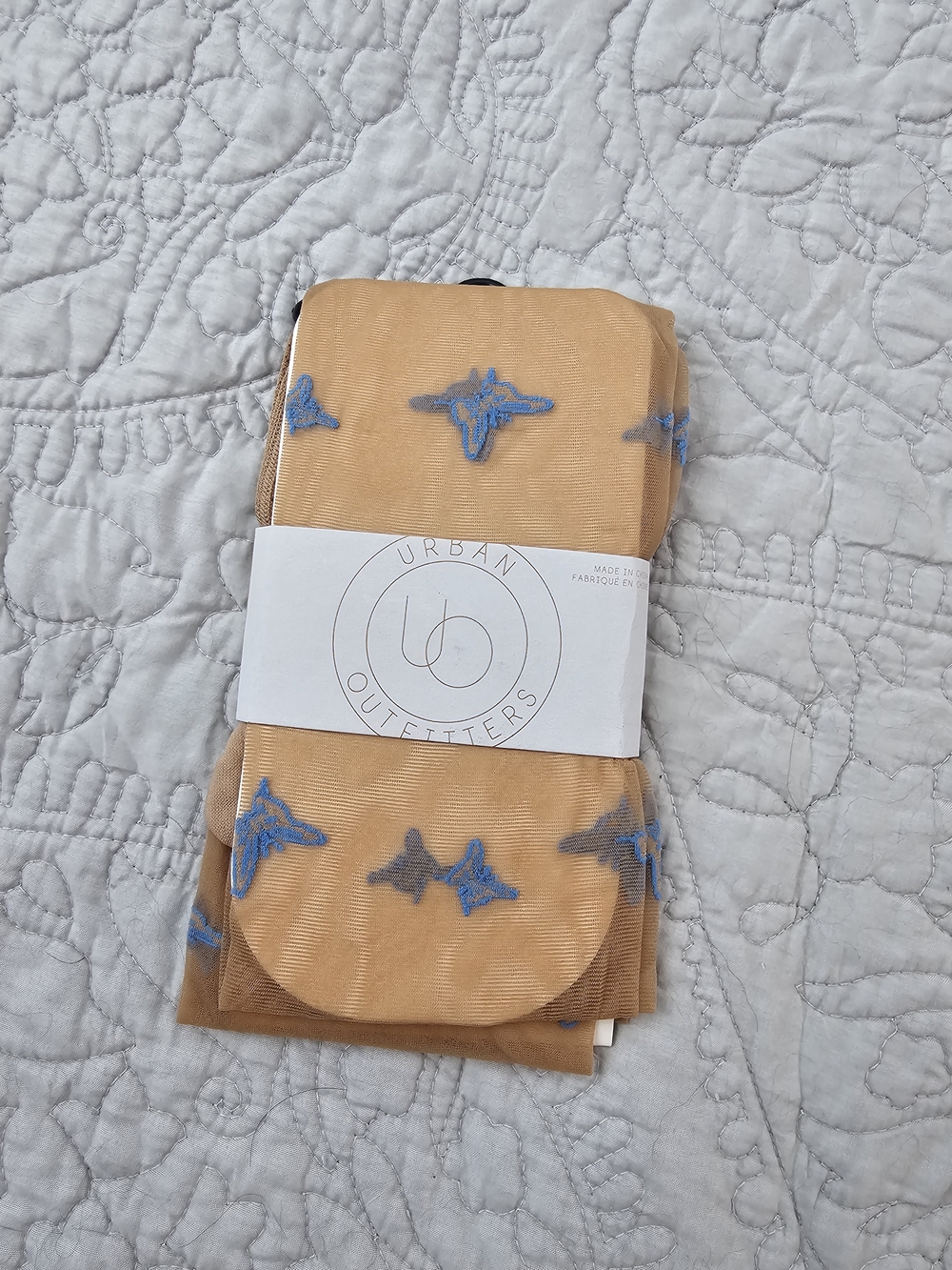 Urban Outfitters Sheer Embroidered Butterfly Tights